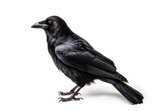 Black raven isolated on vhite background