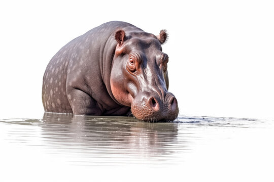 recommend clip art: Hippopotamus isolated on white background.