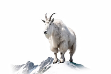 White mountain goat isolated on white background