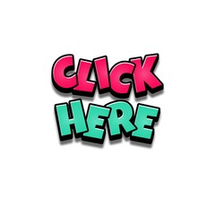 3D Click here text poster