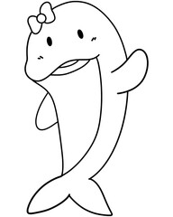 Sea animals line art.
