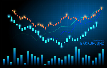 Bar chart. Business of stock market trading on blue background. business expansion graph economic vector design
