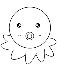 Sea animals line art.