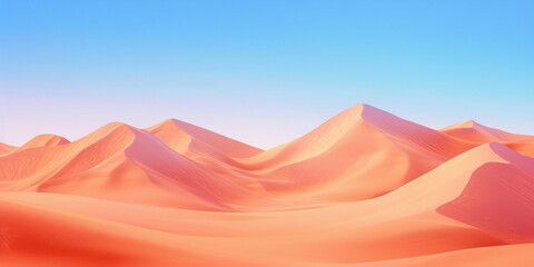 Fototapeta na wymiar Peachy Sand Dunes: Desert Landscape with Soft Peach-Colored Sand Creating a Serene Background