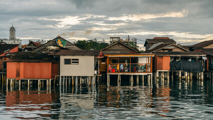 Side view of the houses on the Chew jetty in George Town