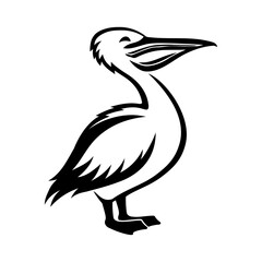 Pelican bird icon standing on white background.