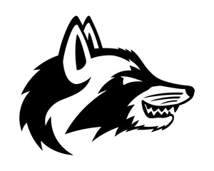 Animal raccoon icon isolated on white background.