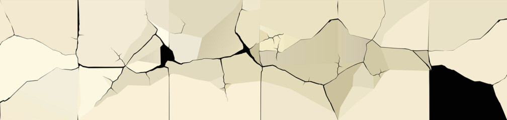 Realistic cracks in the ground or in the wall. Breaks on surface of earth. Texture of cracks and tears. Black cracks on transparent black background. Cracks in the soil. Vector illustration