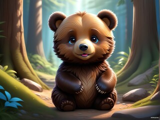 Brown Bear in a Forest Landscape