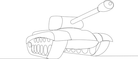tank continuous line drawing vector