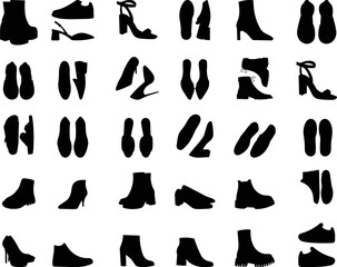set of shoes silhouette set on white background vector