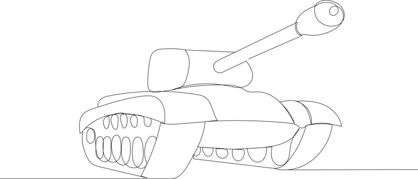 recommend clip art: tank continuous line drawing vector