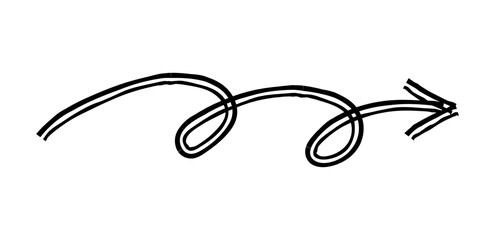 Hand drawn simple arrow drawn with wax crayon, chalk or charcoal. Uneven dry texture for underlining highlighting. Pencil drawn lines, strikethrough, grungy vector isolated on white.