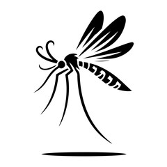 minimal Mosquito logo concept, clipart, symbol, black color silhouette