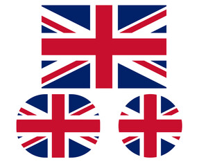 Flag in a rectangular square and circle, isolated png background. Flag of Great Britain