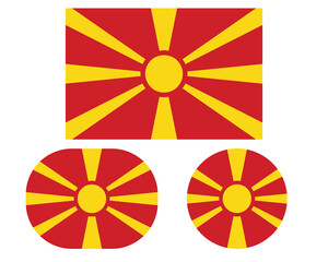Flag in a rectangular square and circle, isolated png background. Flag of Macedonia