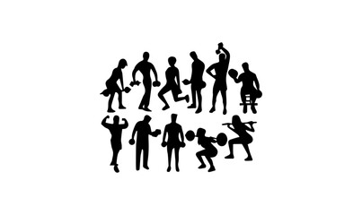 people silhouette image for gym, gym people vector design, illustration vector of people for gym logo design,