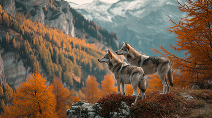 wolves in the mountain ranges