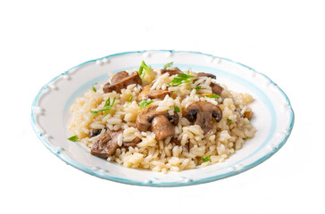 Mushroom rice pilaf, Turkish name; Mantarli pirinc pilavi.