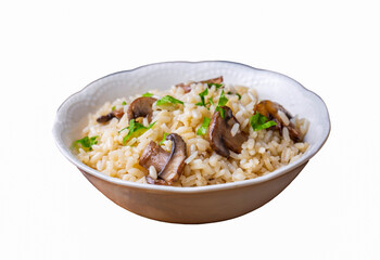 Mushroom rice pilaf, Turkish name; Mantarli pirinc pilavi.