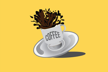 PrintCup of Fresh Coffee. Vector Illustration. Flat Style. Decorative Design for Cafeteria, Posters, Banners, Cards