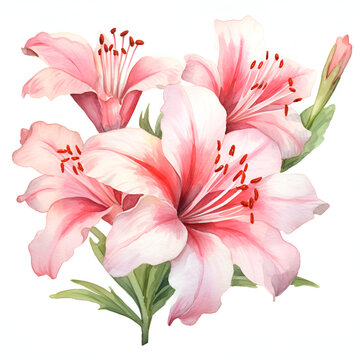 watercolor clipart of bouquet of lilies on a white background