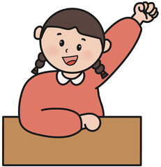 수업 발표하는 어린이 일러스트