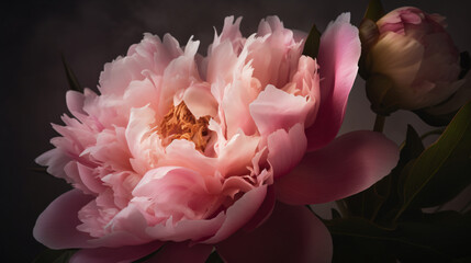 Peony bloom bathed in the soft morning light