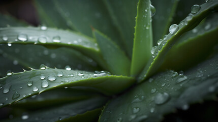 Obraz premium vibrant Aloe Vera plant bathed in the soft morning light