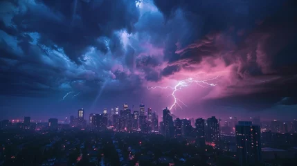 Foto op Aluminium Electric Storm Over City © AlissaAnn