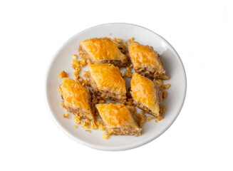 Traditional Turkish dessert; Handmade walnut baklava. Turkish name; cevizli baklava