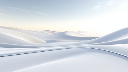 Abstract white futuristic background with fractal horizon - obrazy, fototapety, plakaty