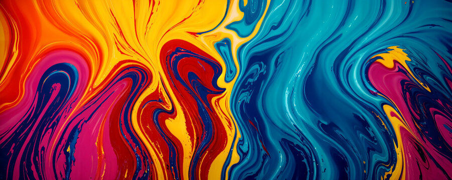 Fluid Art. Abstract colorful background, wallpaper, texture. Mixing paints. Modern art. Marble texture