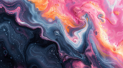 Celestial liquids colliding, creating breathtaking landscapes in the world of abstract marbling photography.