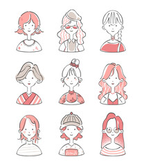 春っぽい　年幅広い女性のアイコンセット2