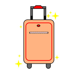 peach color suitcase vector design that looks sweet and cool