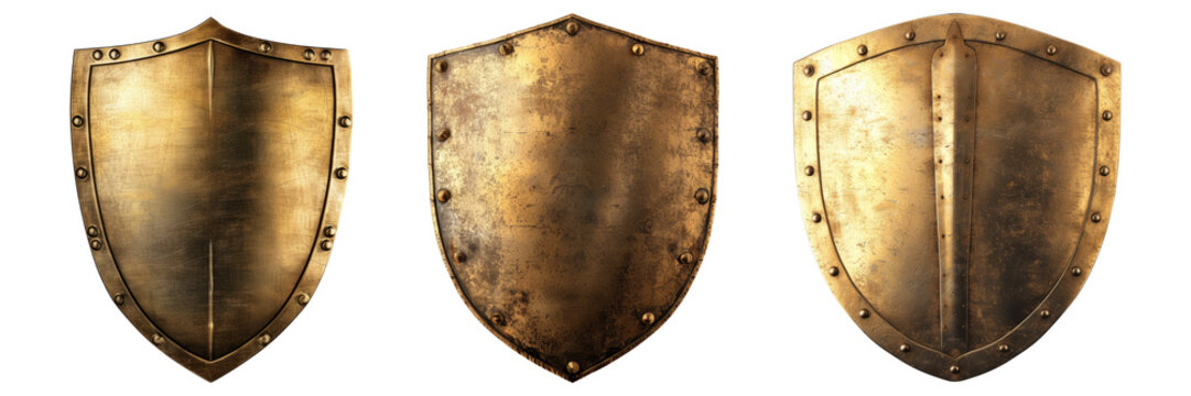 golden shield isolated. Png collection