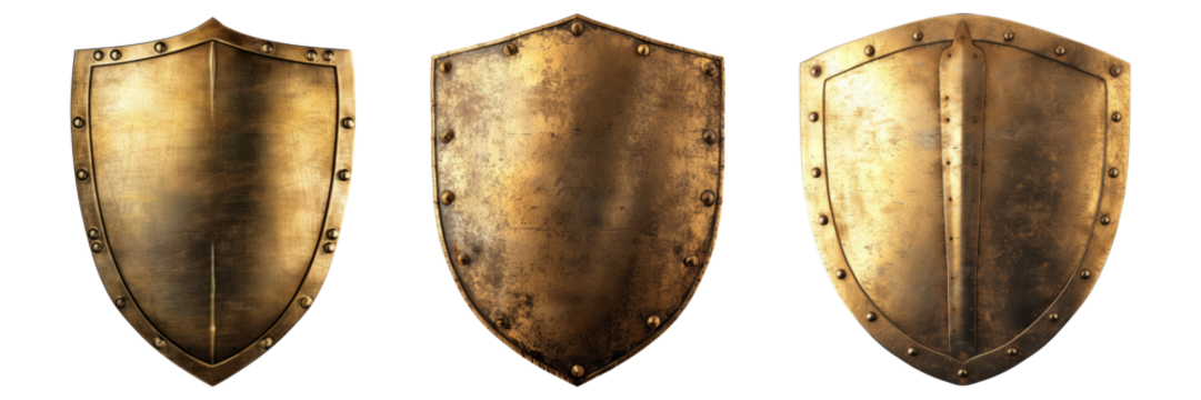 golden shield isolated. Png collection