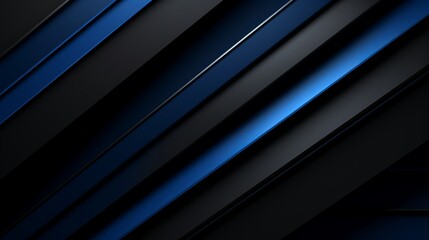 Modern black blue abstract background. Minimal. Color gradient. Dark. Web banner. Geometric shape. 3d effect. Lines stripes triangles. Design. Futuristic. Cut paper or metal effect. Luxury.