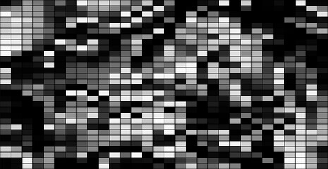 Black Pixel Mosaic Tile Texture Pattern or Technology Background. Vector Illustration. Geometric Backdrop. Banner. Wallpaper