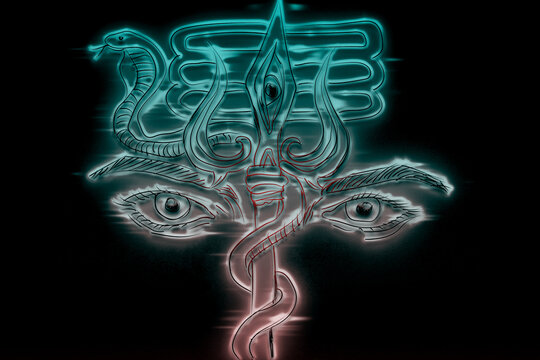 Shiv Trishul, also known as the trident or trishula, and the eye are significant symbols in Hinduism, often associated with Lord Shiva