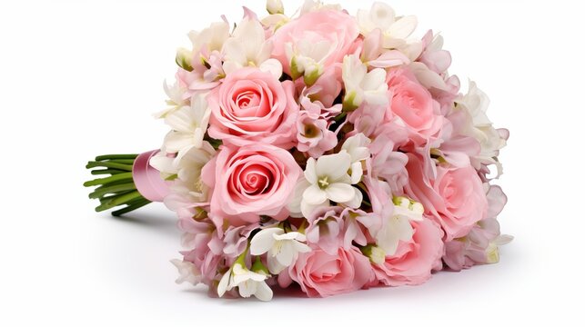 Wedding bouquet  isolated on white. Fresh, lush bouquet of colorful flowers