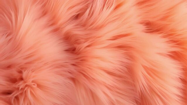 Vibrant Peach soft fur texture. Fashionable trendy color. Dyed animal fur. Concept is Softness, Comfort and Luxury.