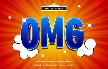 OMG cartoon comic style modern text effect editable.