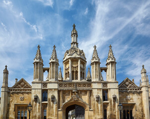 Fototapeta na wymiar Gatehouse containing the porters' lodge for King's College. University of Cambridge. United Kingdom
