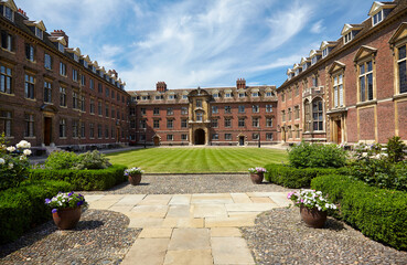Obraz premium The open court of St Catharine's College. Cambridge. Cambridgeshire. United Kingdom
