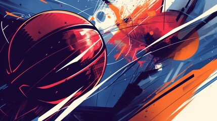 Design an abstract and dynamic basketball-themed graphic background