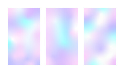 Y2k holographic gradient backgrounds. Modern pearlescent vector illustration. Soft blur card. Iridescent aura poster. Pastel minimalist backdrop for social media, business card or website design. - obrazy, fototapety, plakaty