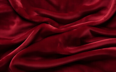 Fototapeta premium A Close Up Of A Red Velvet Fabric With Waves