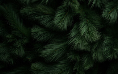 A Close Up Of A Pine Tree 's Leaves In The Dark